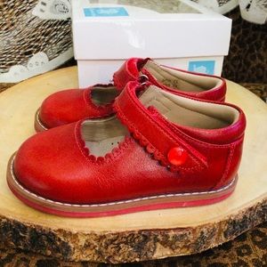 Elephantito Girls Leather Mary Jane Shoes In Red Chilli!